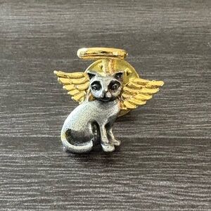 Vintage Camco Pewter Angel Cat Brooch Lapel Pin